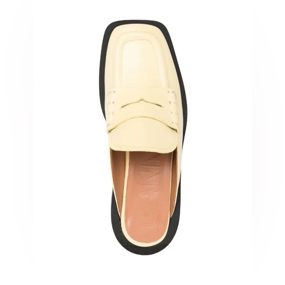 ganni square toe loafer mules